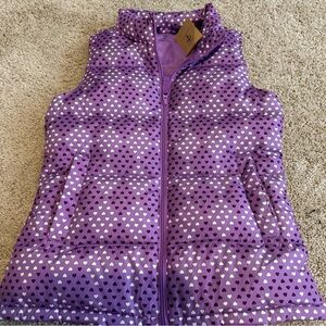 Lands' End Down Filled Purple Heart Kids Vest NEW Girls Size 10-12